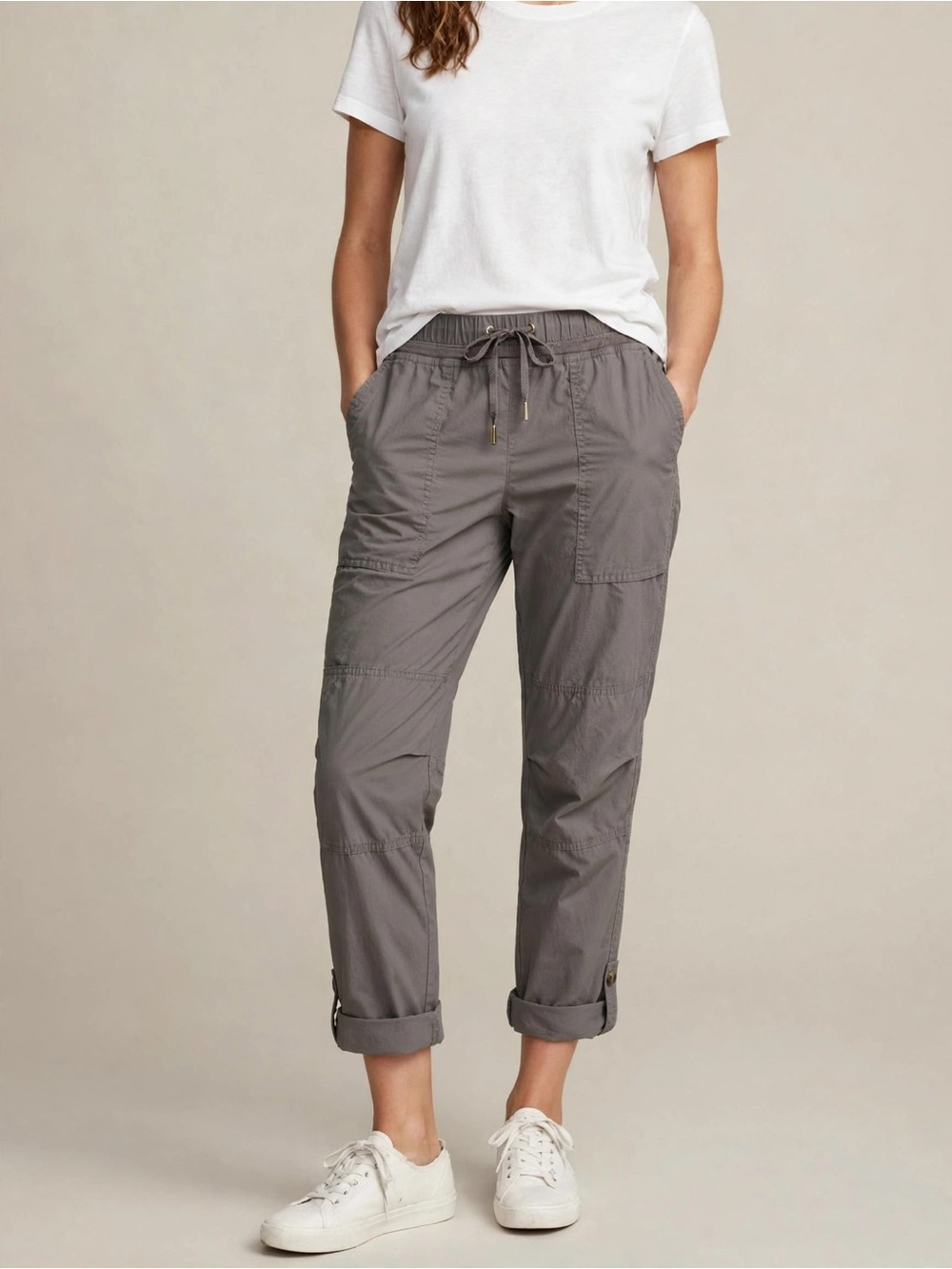 Nautica Women's Cropped Drawstring Ankle Pants - Gray - SP